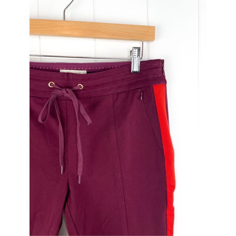 Anthropologie The Essential Slim Striped Trouser Burgundy and Red Size Stripe 4 - Picture 4 of 10